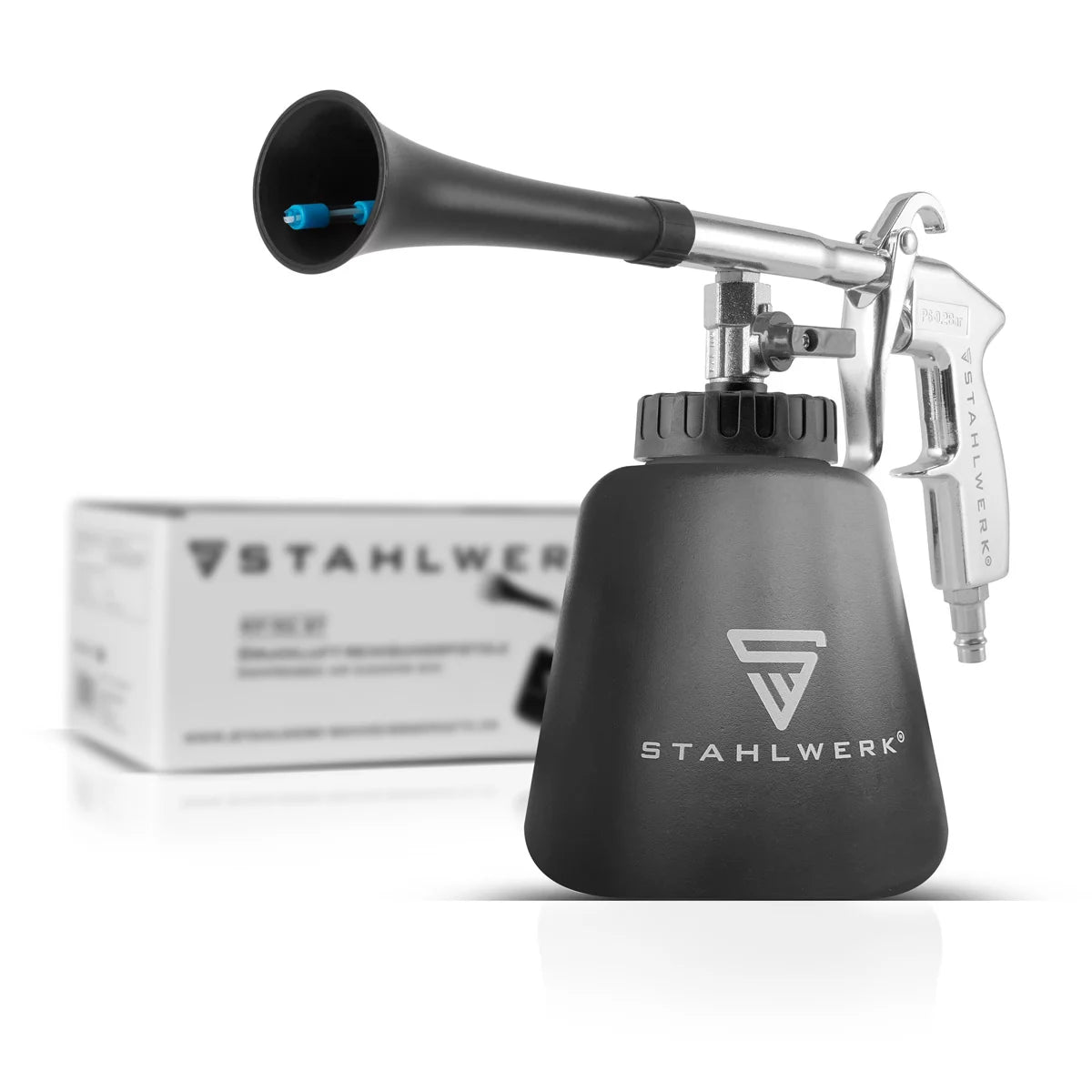 STAHLWERK Druckluft-Reinigungspistole RP-90 ST mit Zubehör-Set | Druckluft-Reiniger mit Tornado-Effekt | Innenreiniger | Waschpistole | Kfz Ausblaspistole zum Reinigen verschmutzter Oberflächen