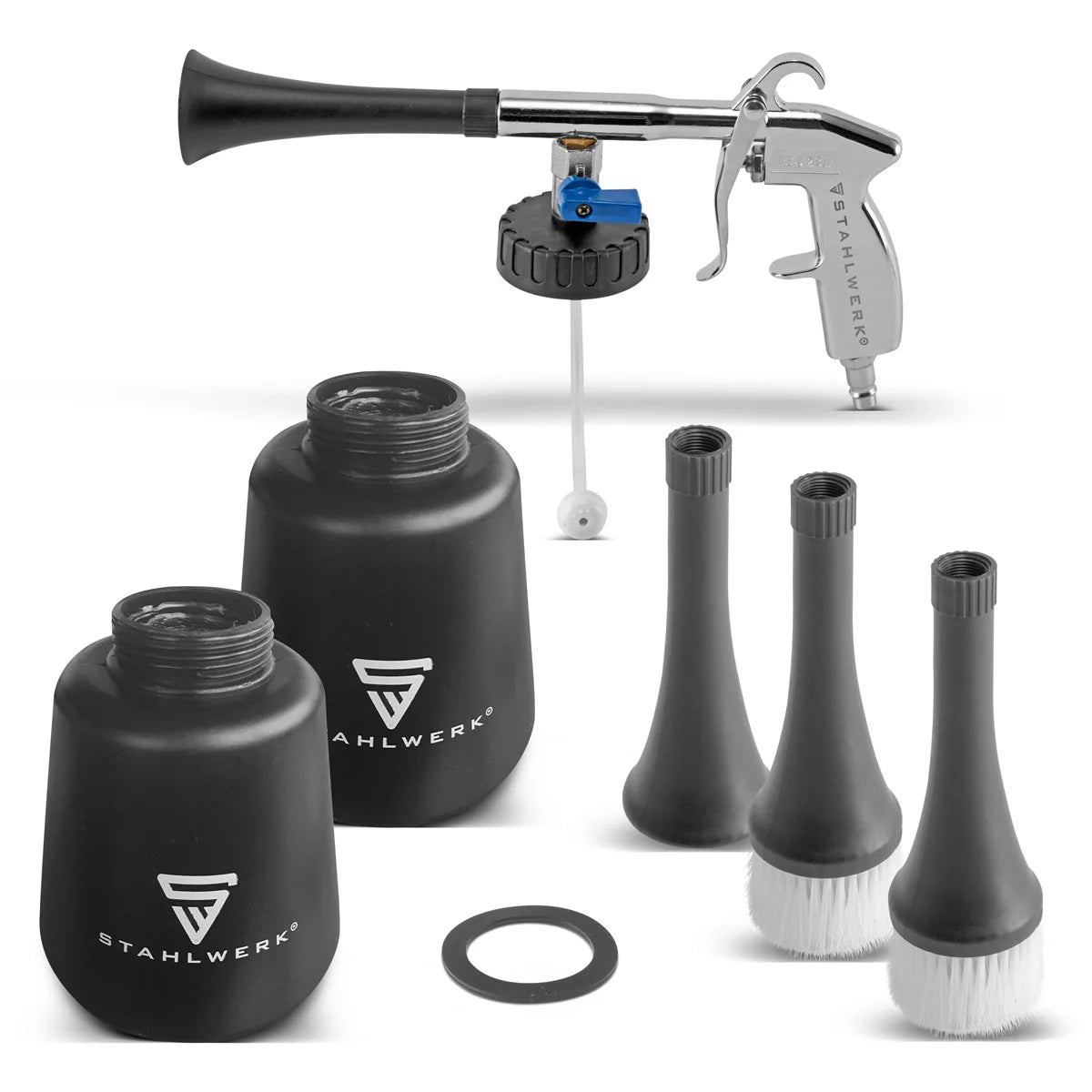 STAHLWERK Druckluft-Reinigungspistole RP-90 ST mit Zubehör-Set | Druckluft-Reiniger mit Tornado-Effekt | Innenreiniger | Waschpistole | Kfz Ausblaspistole zum Reinigen verschmutzter Oberflächen