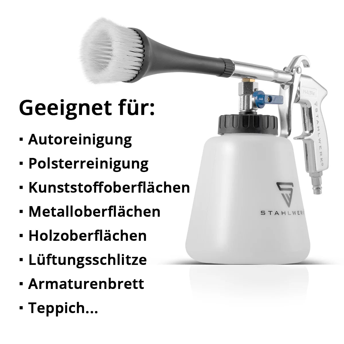 STAHLWERK Druckluft-Reinigungspistole RP-90 ST mit Zubehör-Set | Druckluft-Reiniger mit Tornado-Effekt | Innenreiniger | Waschpistole | Kfz Ausblaspistole zum Reinigen verschmutzter Oberflächen