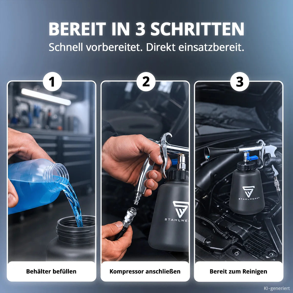 STAHLWERK Druckluft-Reinigungspistole RP-90 ST mit Zubehör-Set | Druckluft-Reiniger mit Wirbel-Effekt | Innenreiniger | Waschpistole | Kfz Ausblaspistole zum Reinigen verschmutzter Oberflächen