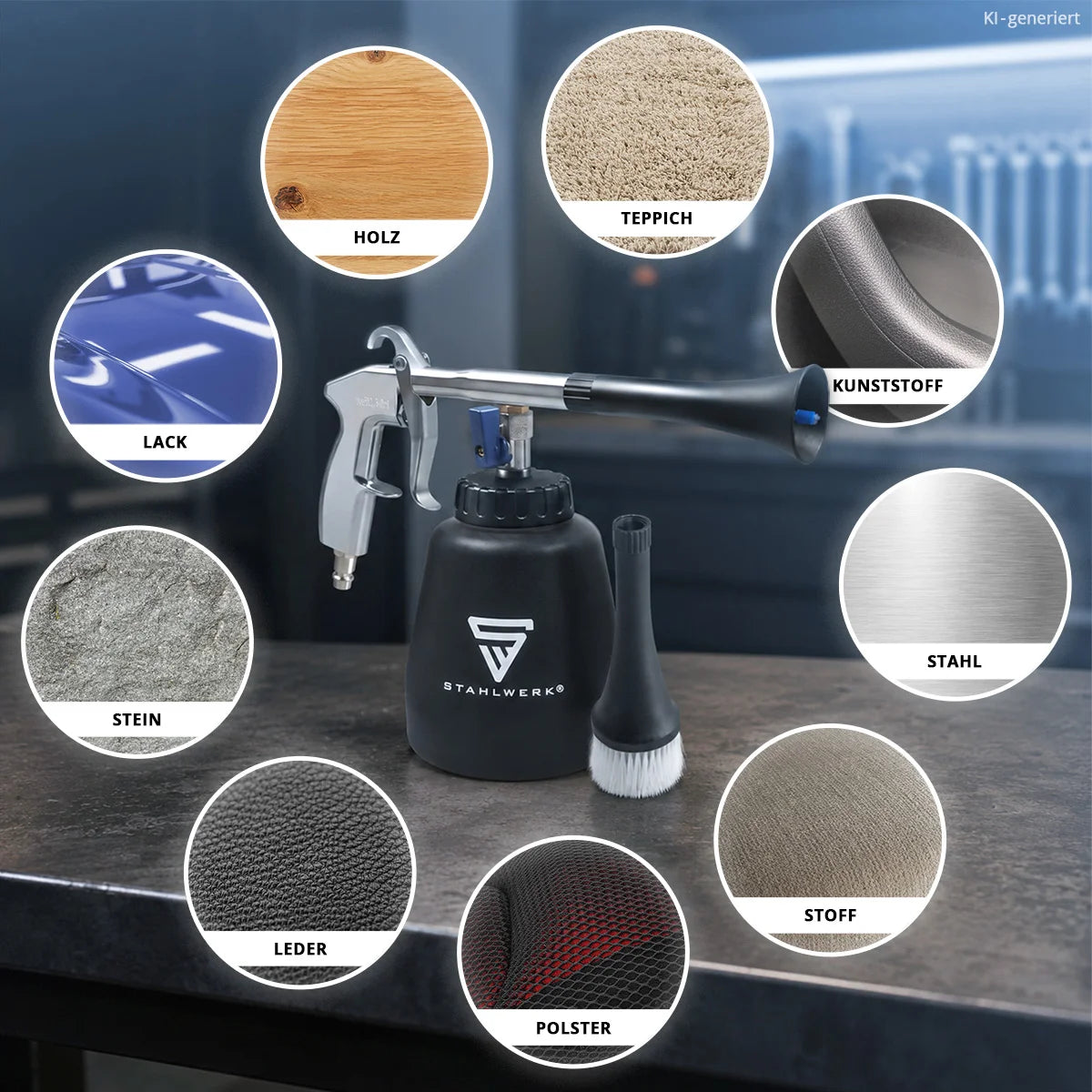 Pistolet de nettoyage à air comprimé STAHLWERK RP-90 ST avec effet tourbillonnant | Purificateur d'air comprimé efficace | Nettoyant intérieur | pistolet de lavage | Soufflette automobile pour un nettoyage efficace des surfaces