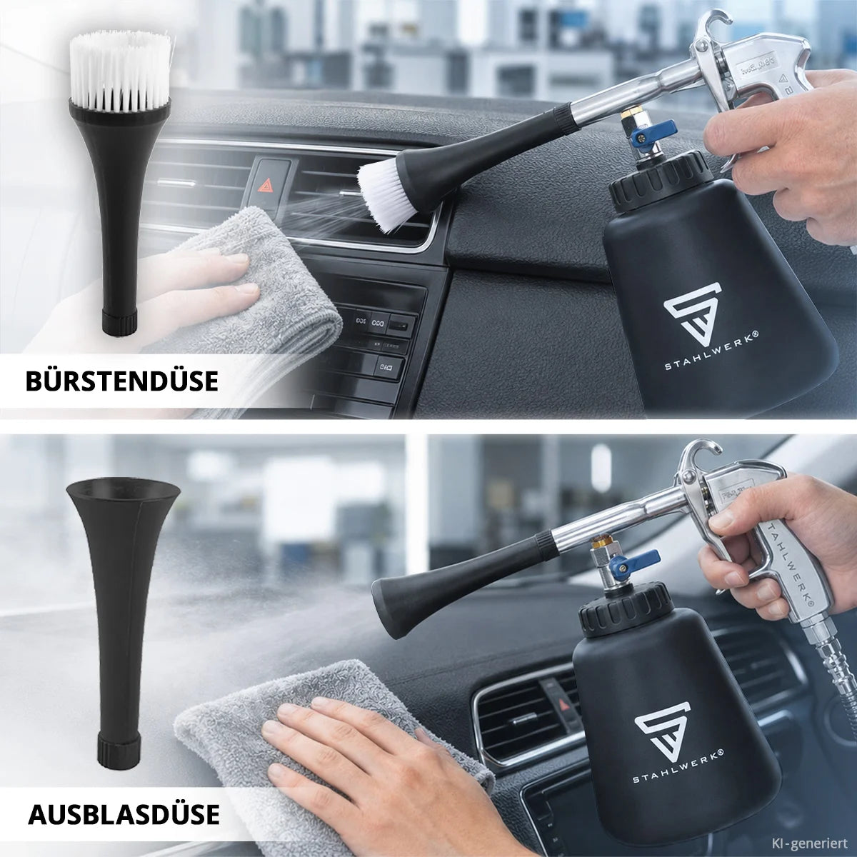 Pistolet de nettoyage à air comprimé STAHLWERK RP-90 ST avec effet tourbillonnant | Purificateur d'air comprimé efficace | Nettoyant intérieur | pistolet de lavage | Soufflette automobile pour un nettoyage efficace des surfaces