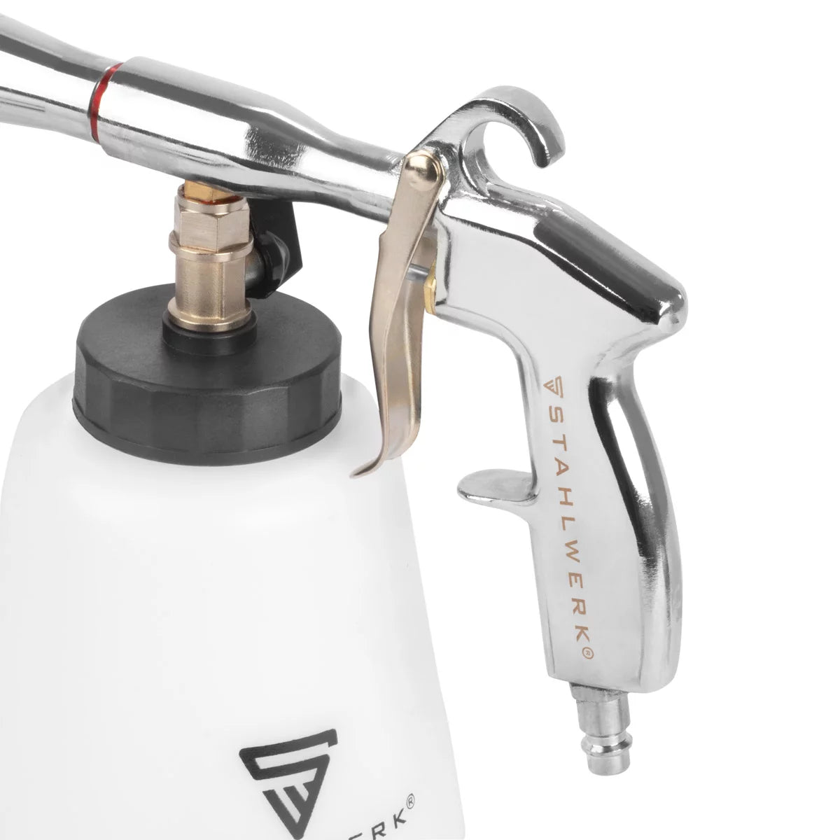 STAHLWERK Druckluft-Reinigungspistole RP-92 ST im Set mit 1 Liter Universalreiniger, Felgenbürsten und Mikrofaser-Tüchern | Profi Druckluft Reiniger mit Tornado-Effekt