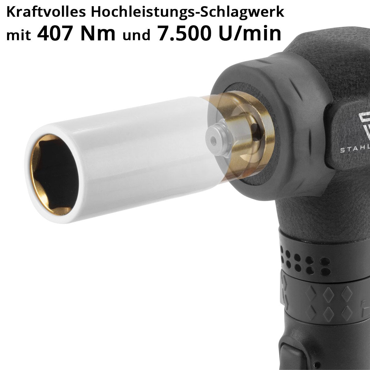 Acciaio in acciaio Brocca ad aria compressa DSS-7500 ST con 407 nm, 7.500 giri / min e ½ "Registrazione del cacciavite a rotazione pneumatico | Cacciavite ad aria compressa | Punta angolare con pianta di corsa ad alte prestazioni