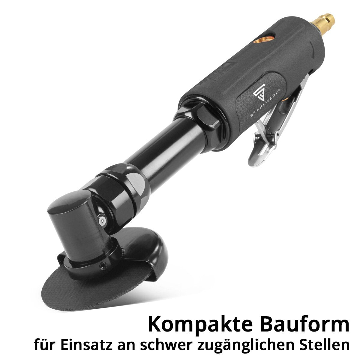 Steelworks compressed air separator DTS-310 ST with 18,000 rpm and ¼ "Recording for 3" / 76.2 mm separating discs, extra long angle grinder | Pneumatic cutting grinder | Compressed air grinder