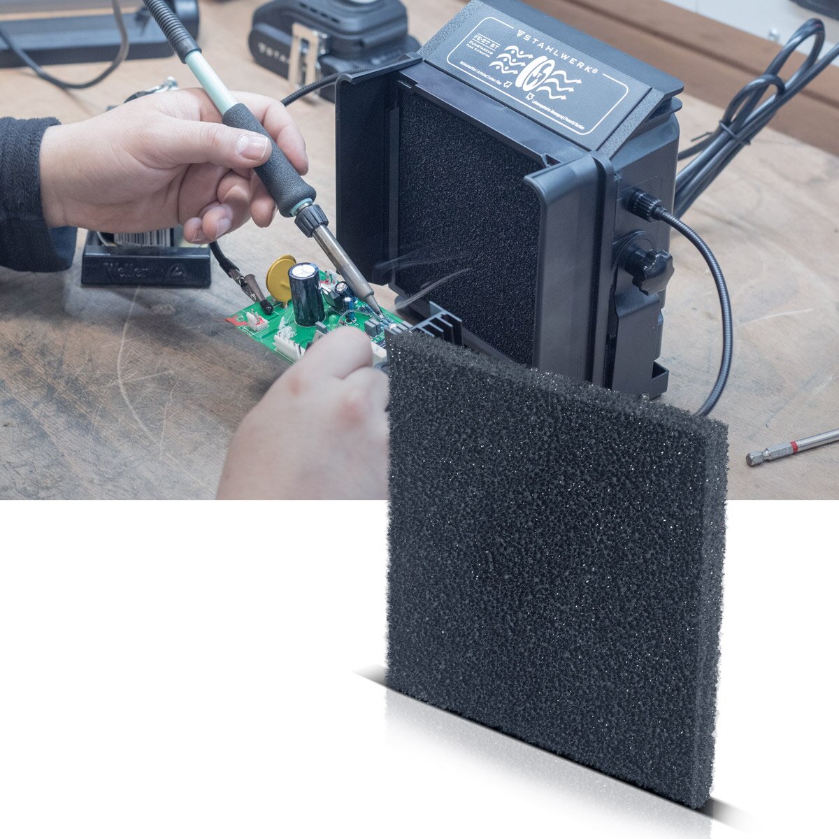 STAHLWERK Aktivkohlefilter Vorderseite 10er Set für Dunstabzug FE-27 ST Ersatzfilter | Luftfilter | Partikelfilter für Absauganlage | Rauchabsorber | Rauchabzug | Lötabsaugung