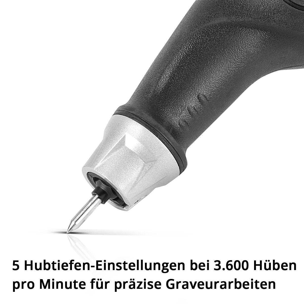 STAHLWERK Gravurmaschine GM-3600 ST mit 24 W elektrischer Gravierer | Gravurstift | Graviergerät | Gravurgerät | Fräser | Gravurwerkzeug mit 5 Hubtiefen-Einstellungen für präzise Graveurarbeiten