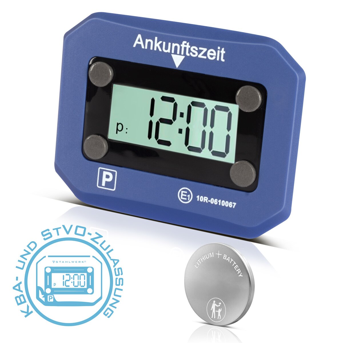 STAHLWERK Elektronische Parkscheibe | Digitale Parkuhr | automatischer Park-Timer mit offizieller KBA- und StVO-Zulassung