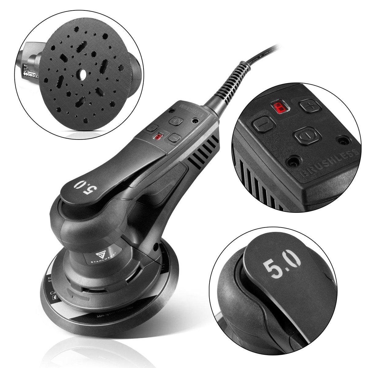 STAHLWERK ES-150 ST Kompakter Brushless Exzenterschleifer / Handschleifer mit 350 Watt nur 1,3 kg