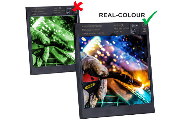 STAHLWERK Vollautomatik Real Colour Schweißhelm ST-900 XTC mit 3 in 1 Funktion inkl. 5 Ersatzscheiben & Aufbewahrungstasche, schwarz matt