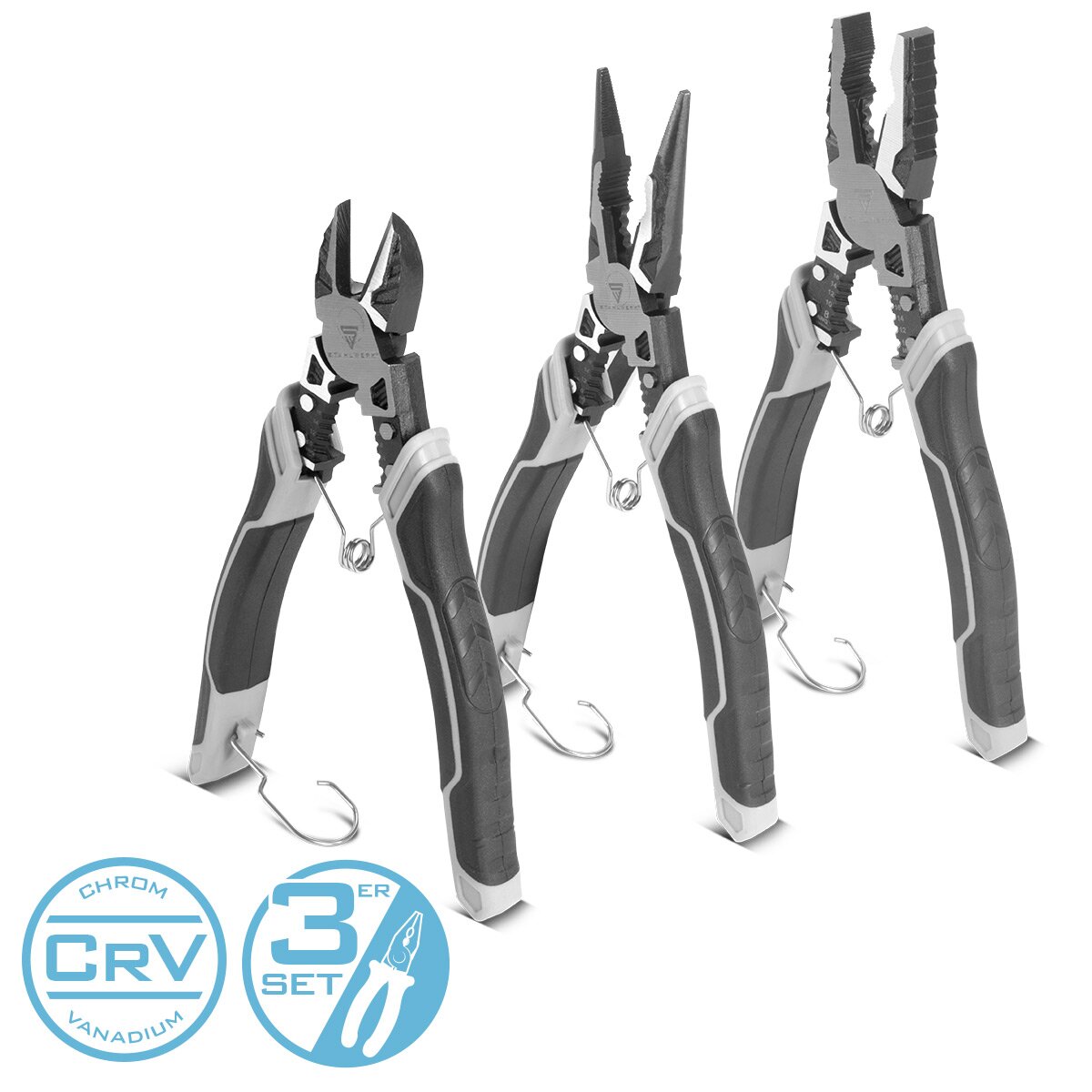 Fritres en acier 3 Ensemble avec coupeurs latéraux combinés et pinces à circuit plat en chroma de haute qualité