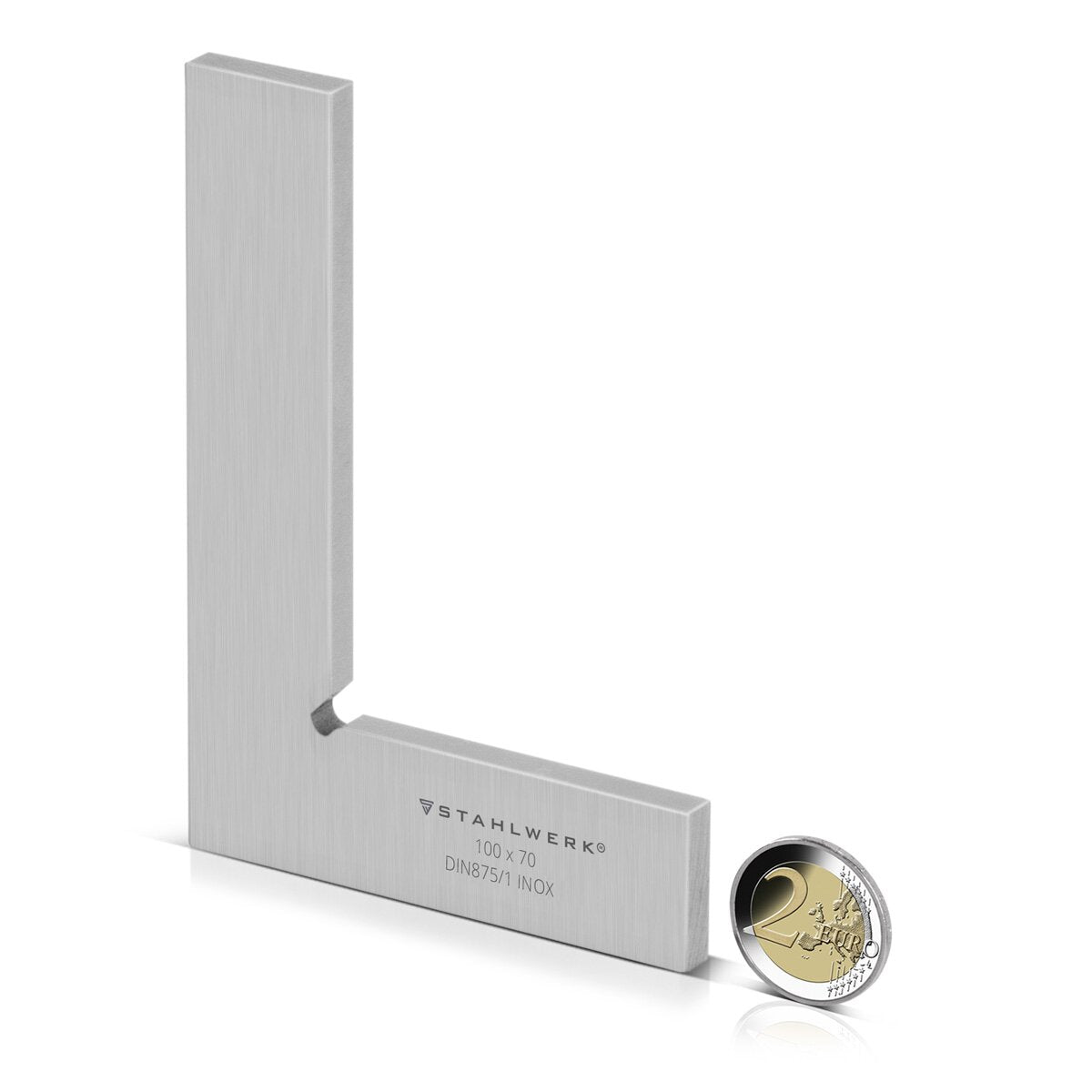 STAHLWERK Flachwinkel 90° 100 x 70 mm DIN 875/1 Kontrollwinkel / Schlosserwinkel / Anschlagwinkel / Präzisionswinkel aus rostfreiem Edelstahl