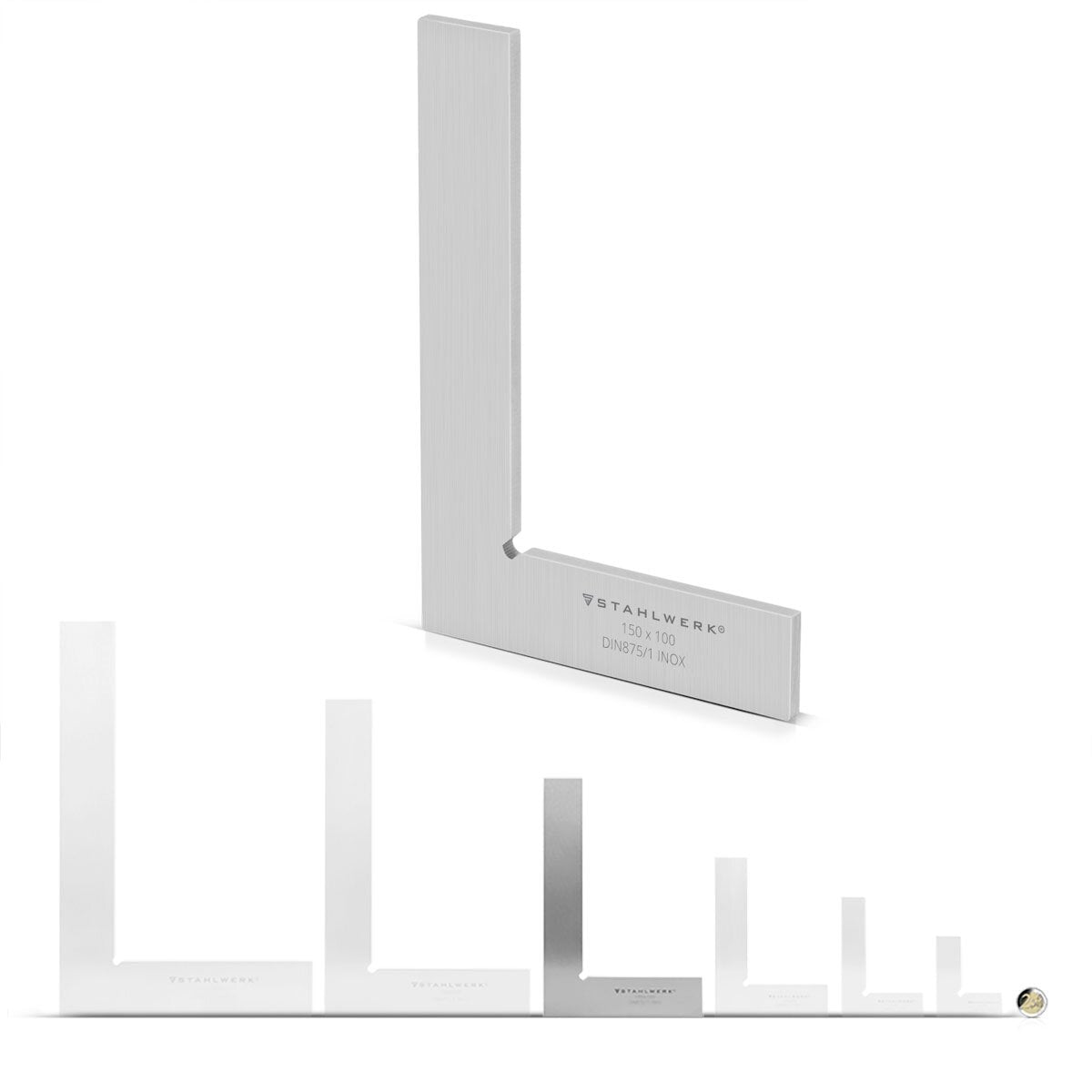 STAHLWERK angle plat 90° 150 x 100 mm DIN 875/1 angle de contrôle / angle de serrurier / angle d'arrêt / angle de précision en acier inoxydable