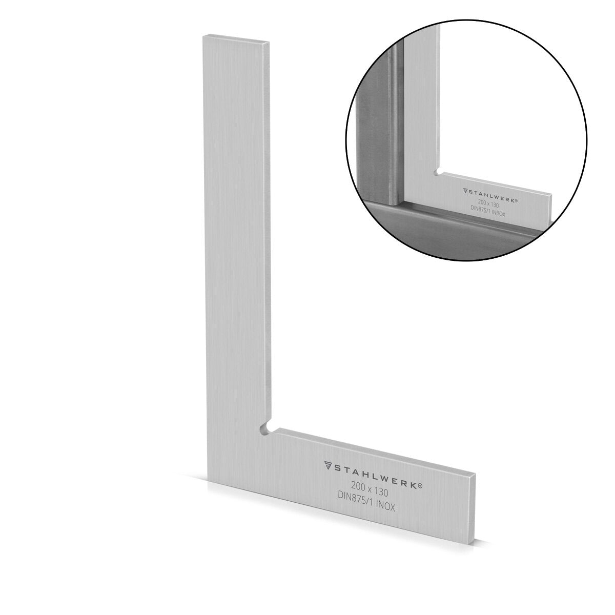 Meccanismo di acciaio angolo piatto 90 ° 200 x 130 mm DIN 875/1 Angolo di controllo / Blocco / angolo di bloccaggio / angolo di bloccaggio / angolo di precisione in acciaio inossidabile