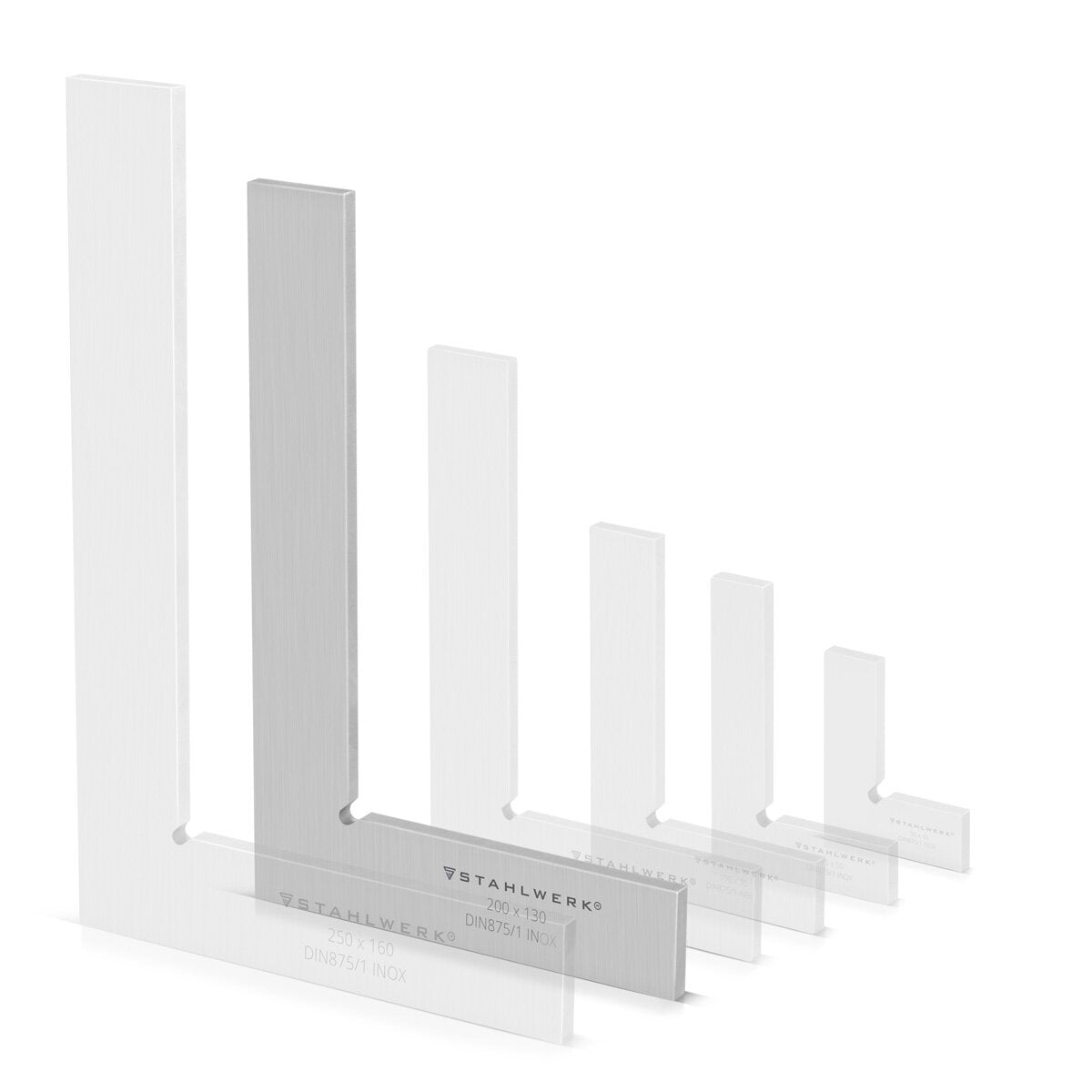 STAHLWERK Flachwinkel 90° 200 x 130 mm DIN 875/1 Kontrollwinkel / Schlosserwinkel / Anschlagwinkel / Präzisionswinkel aus rostfreiem Edelstahl