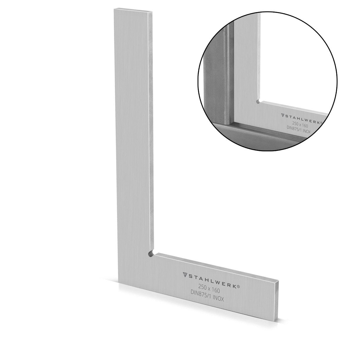 Meccanismo di acciaio angolo piatto 90 ° 250 x 160 mm DIN 875/1 Angolo di controllo / Blocco / angolo di bloccaggio / angolo di impatto / angolo di precisione in acciaio inossidabile