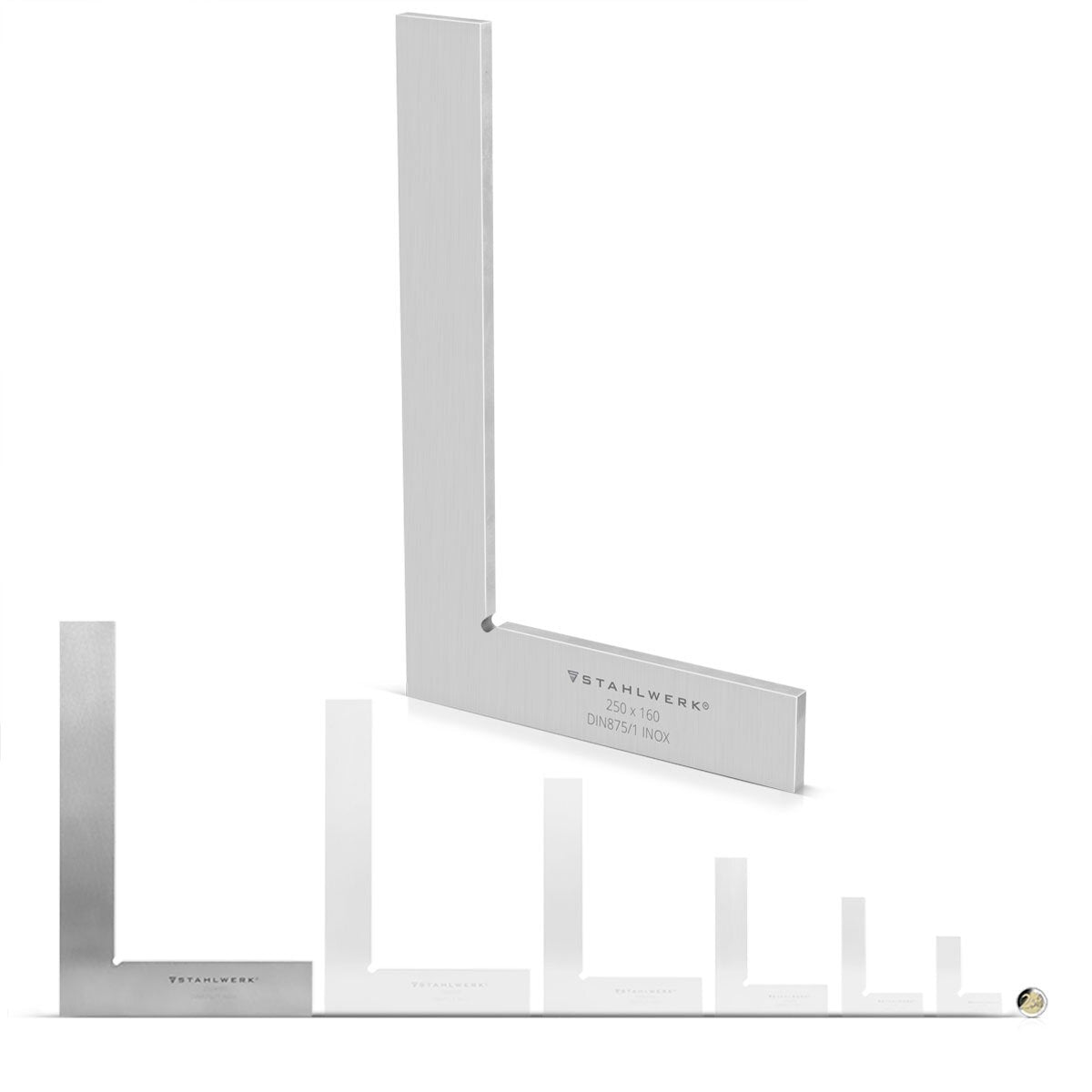 Mécanisme d'acier angle plat 90 ° 250 x 160 mm DIN 875/1 Angle de commande / serruremith / angle de verrouillage / angle d'impact / angle de précision en acier inoxydable