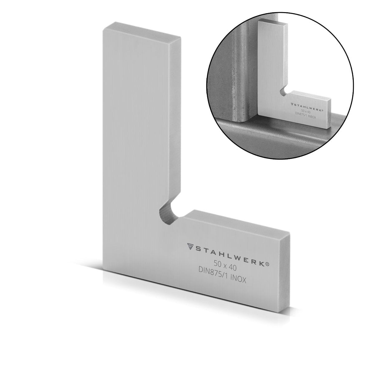 Angolo piatto in acciaio 90 ° 50 x 40 mm DIN 875/1 Angolo di controllo / blocco / angolo di bloccaggio / angolo di precisione in acciaio inossidabile