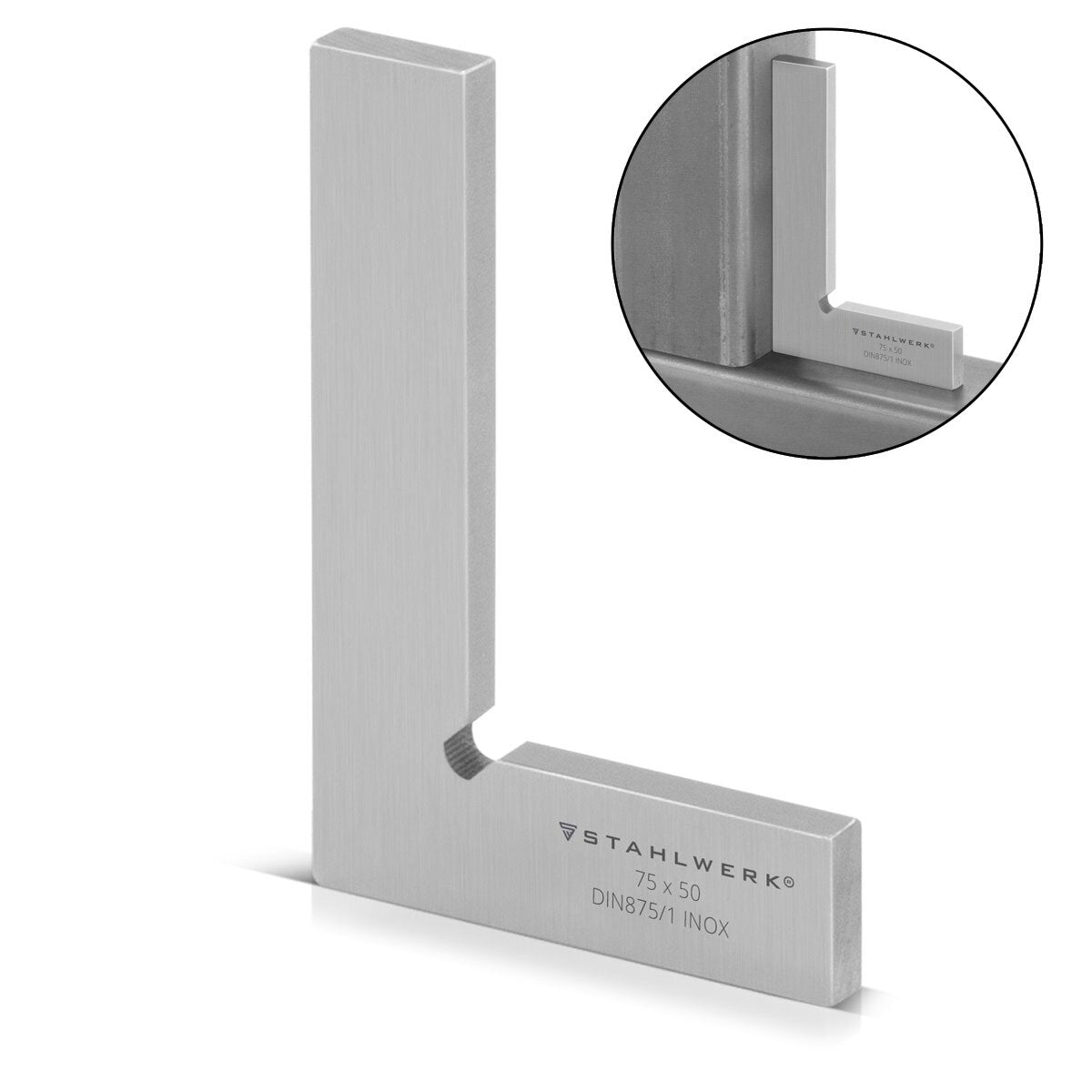 Meccanismo di acciaio angolo piatto 90 ° 75 x 50 mm DIN 875/1 Angolo di controllo / Angolo di attacco del blocco / Attacco in acciaio inossidabile