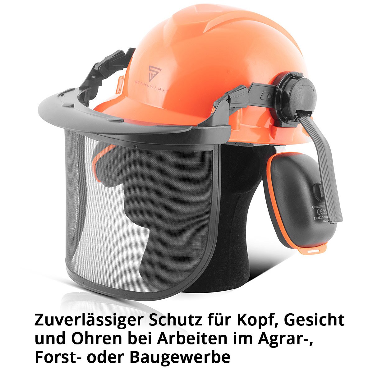 STAHLWERK FH-100 ST Forsthelm mit Visier und Gehörschutz EN397 EN352 EN1731 Schutzhelm | Sicherheitshelm | Kopfschutz | Arbeitshelm mit Gesichtsschutz | PSA für Agrar-, Forst- und Baugewerbe