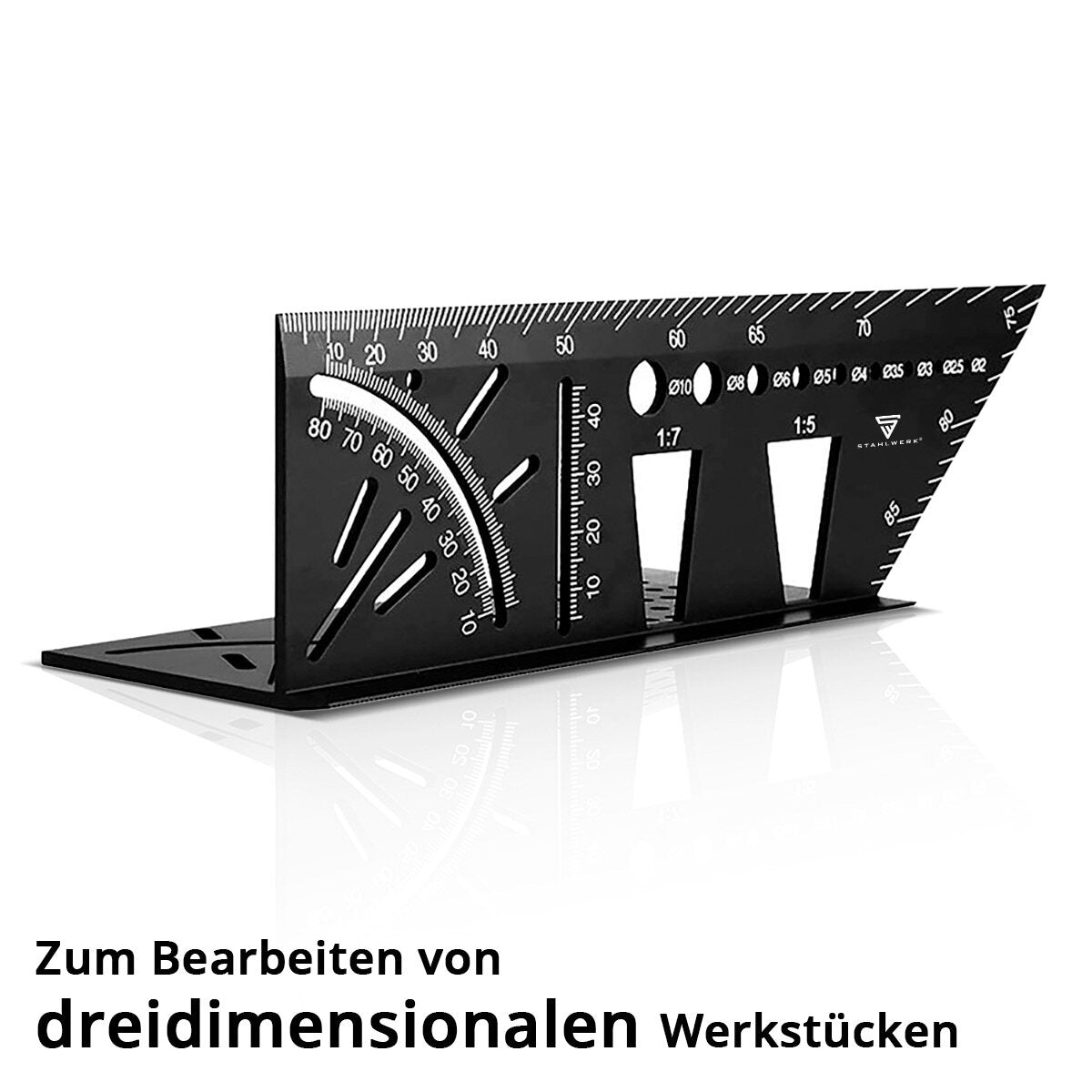 Steelworks Gehrungenwinkel-Linal con attacco e perforazione dell'apprendistato 3D Angolo di 3D | Zimmermannswinkel | Angolo di alluminio | Gehrtige | Coltelli da anziano per misurazione precisa, strappato e pareggio