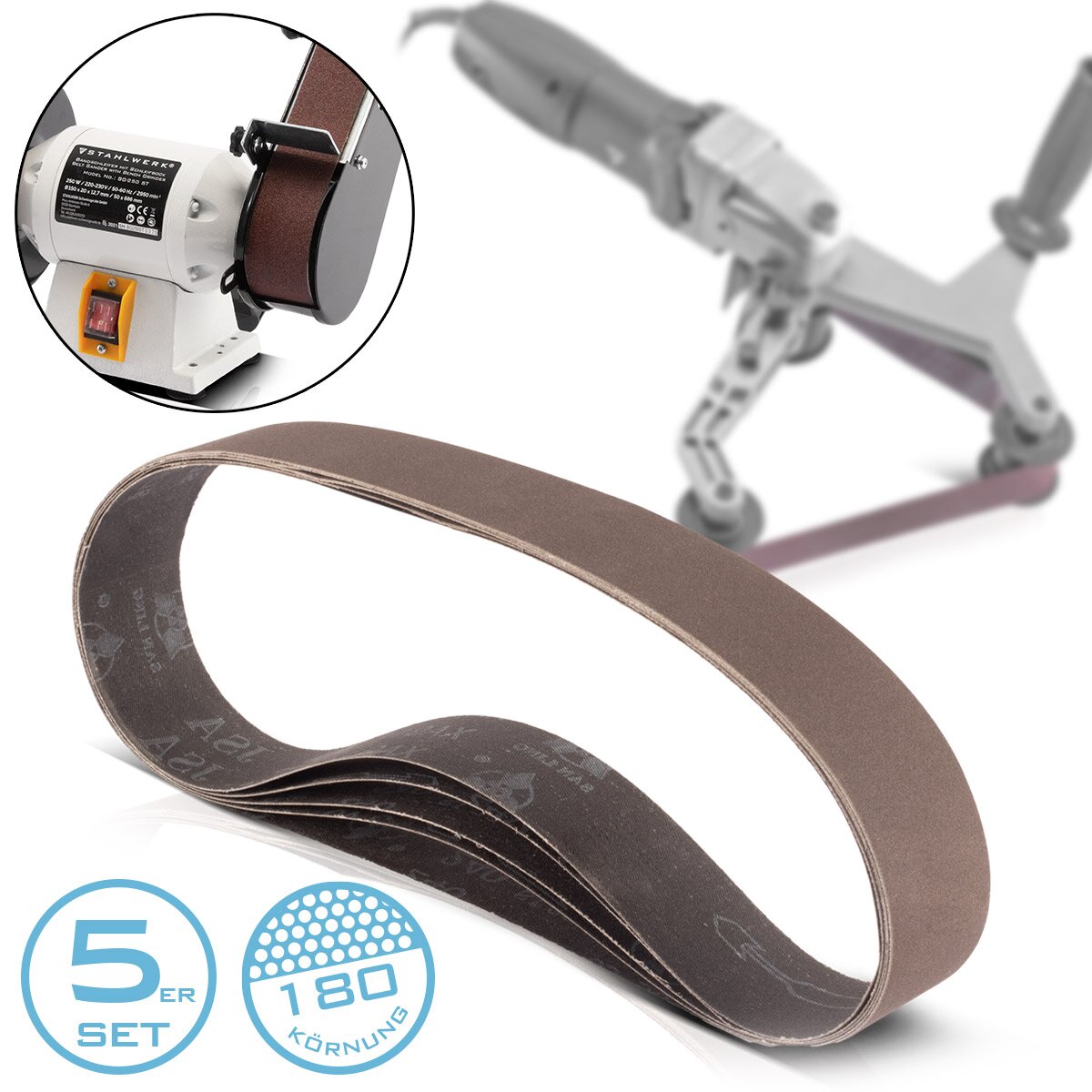 Çelik işçilik bantında 5 set P180 tane boyutu 40 x 760 mm Evrensel Zımparalama Kağıdı | Doku öğütme bantları | Boru bandı öğütücü, bant öğütücü ve taşlama cihazları için öğütme aracısı