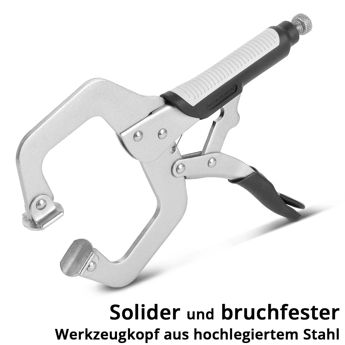 STAHLWERK Gripzangen Set 4-teilig | C-Form 6 bis 14 Zoll | Schnellspannzwingen | Klemmzwingen | Schweißer-Gripzangen aus hochlegiertem Stahl inklusive Transportkoffer