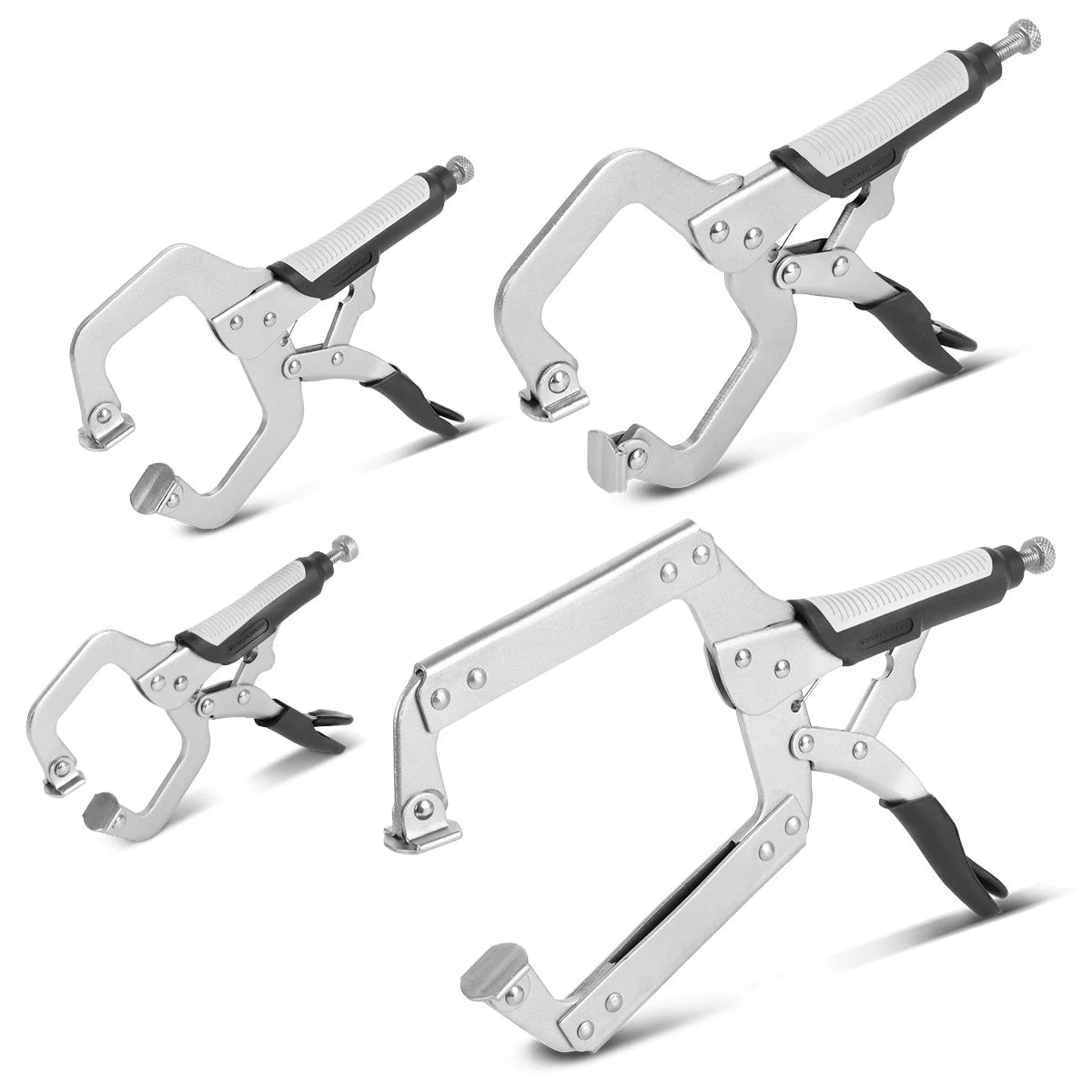 STAHLWERK Gripzangen Set 4-teilig | C-Form 6 bis 14 Zoll | Schnellspannzwingen | Klemmzwingen | Schweißer-Gripzangen aus hochlegiertem Stahl inklusive Transportkoffer