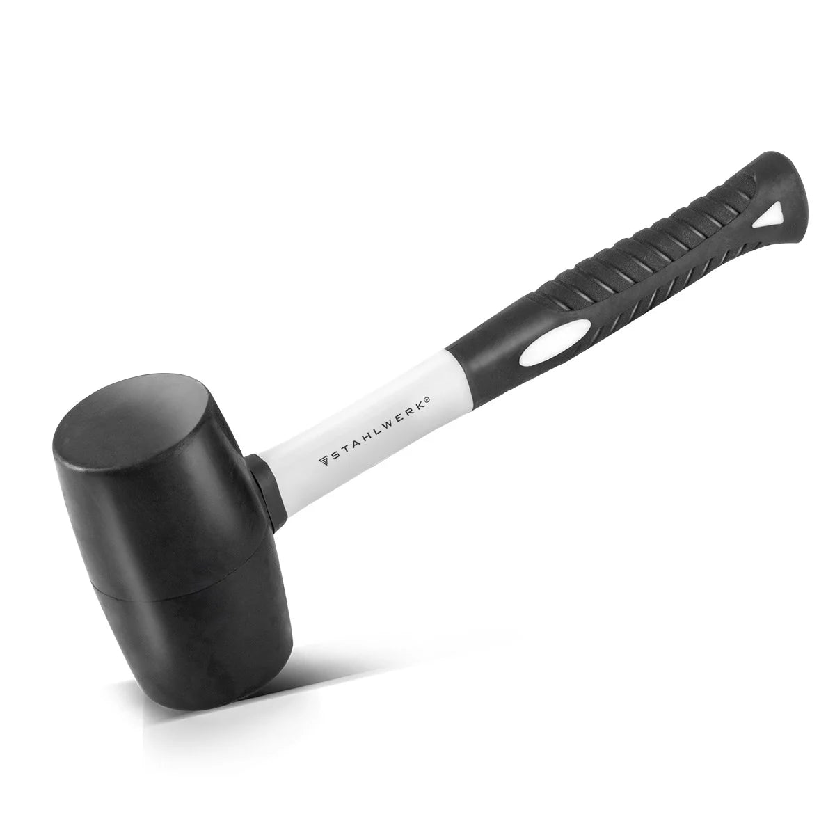 Steelwork rubber hammer with 680 g of full rubber hammer head | High quality assembly hammer with non-slip fiberglass handle | Robust Schonhammer for assembly and disassembly work