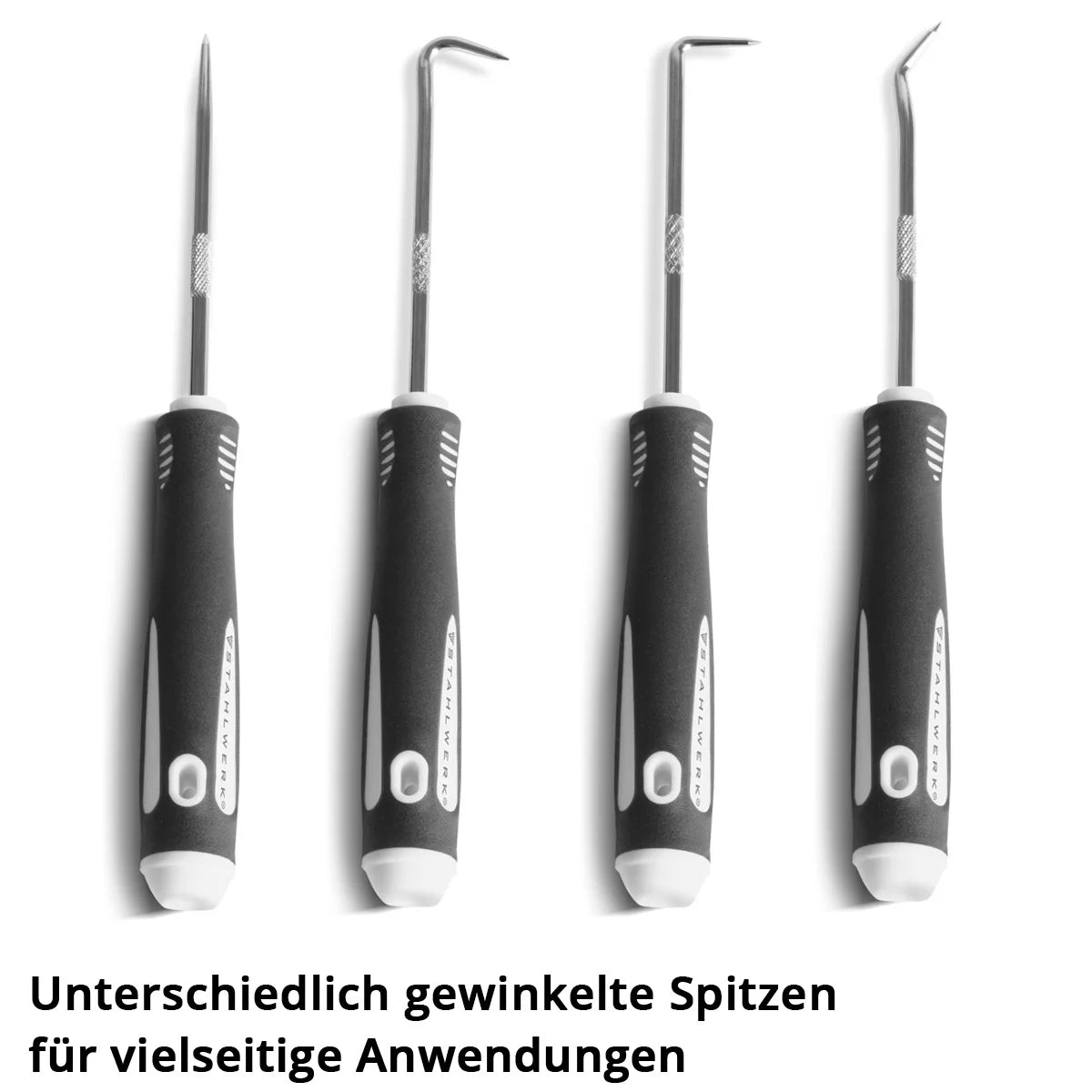 STAHLWERK Haken-Werkzeug-Set 12-teilig | Haken-Satz | Nadelhaken | Dichtungshaken | Kfz-Pick-Set | Präzisionshaken | Magnetisches Teleskop | O-Ring-Werkzeug zum Entfernen und Einsetzen von Dichtungen