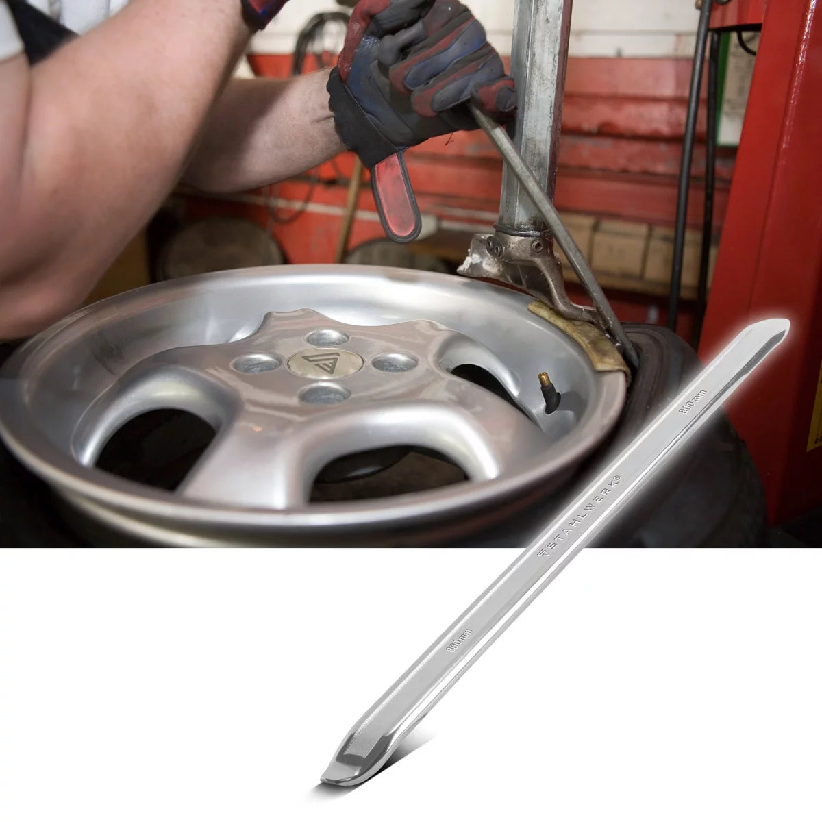 STAHLWERK Hebeleisen 4er Set 500 | 600 | 700 | 800 mm Kfz Reifeneisen | Montiereisen | Montierhebel | Reifen-Montageeisen | Reifenhebel aus verchromtem Mangan-Stahl für Reifenwechsel