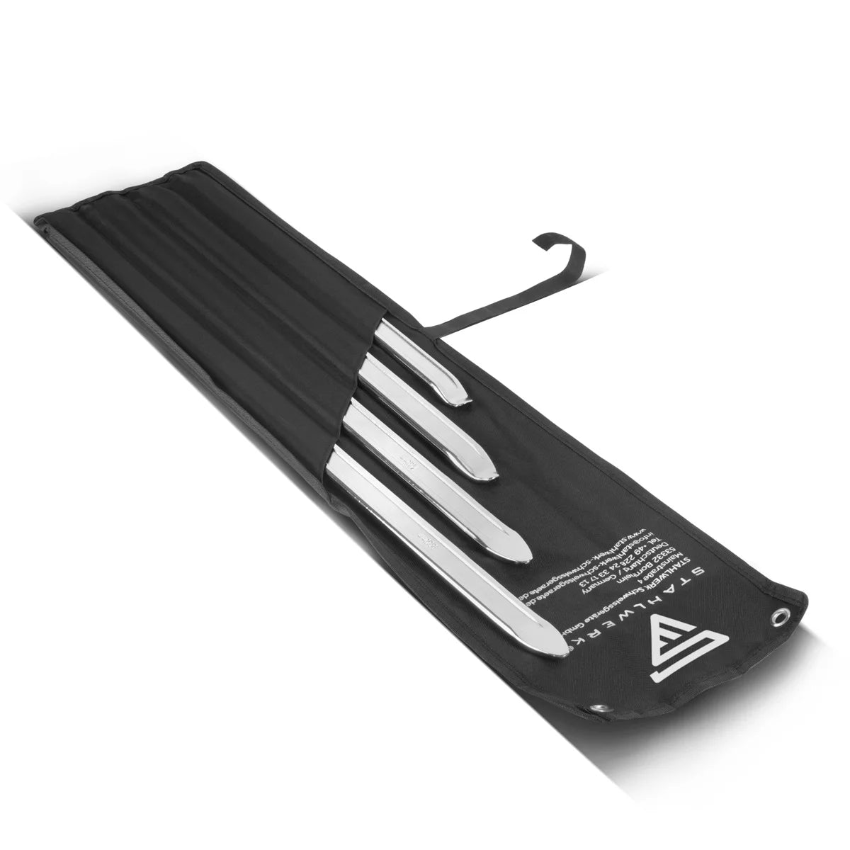 STAHLWERK Hebeleisen 4er Set 500 | 600 | 700 | 800 mm Kfz Reifeneisen | Montiereisen | Montierhebel | Reifen-Montageeisen | Reifenhebel aus verchromtem Mangan-Stahl für Reifenwechsel