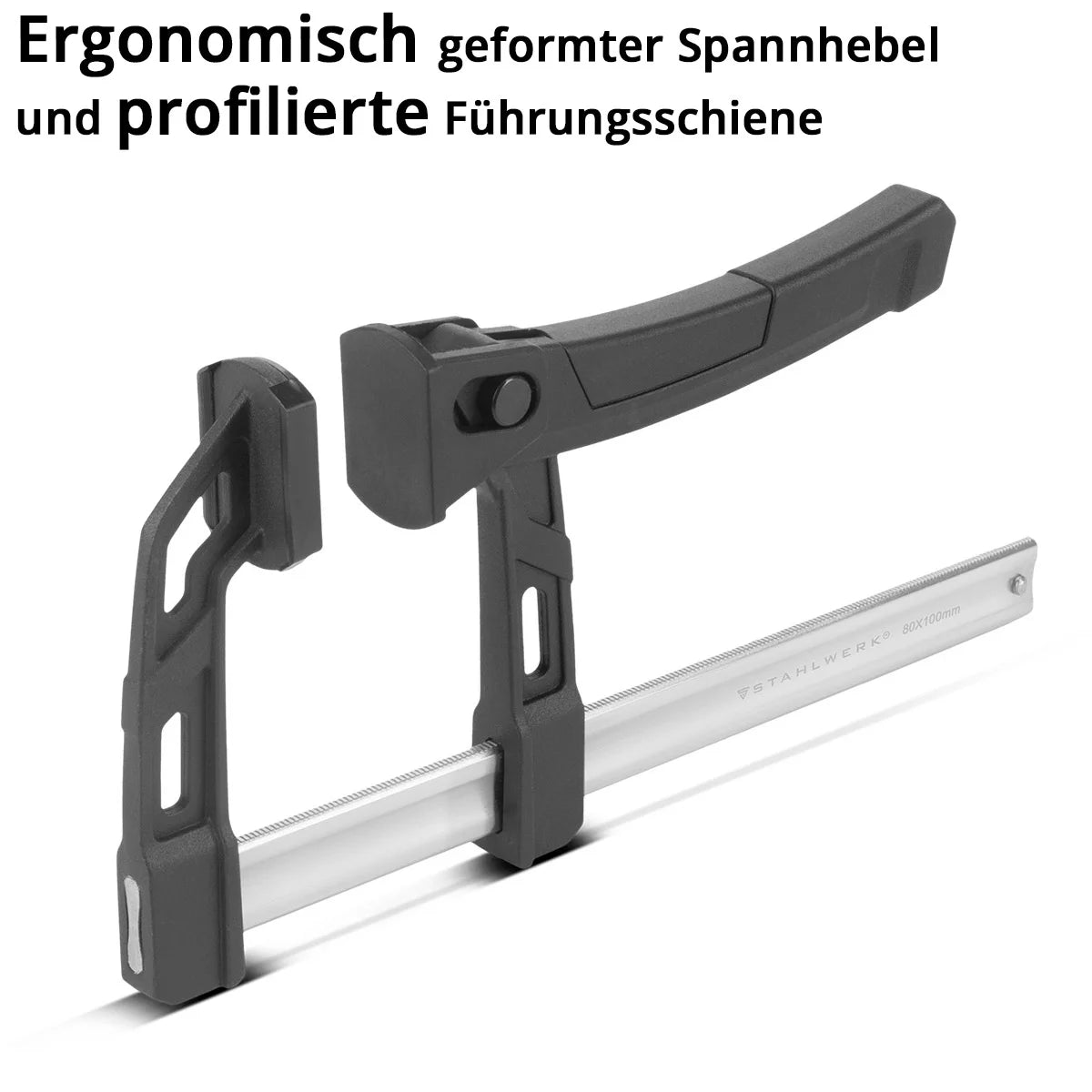 CLAMP LEVER SEACHEWWORKS 80x100 mm | potente morsetto di serraggio con 100 kg di potenza di pressione | Tenditore rapido per una fissazione precisa dei pezzi | Composto stabile con campata di 100 mm, profondità di serraggio 80 mm