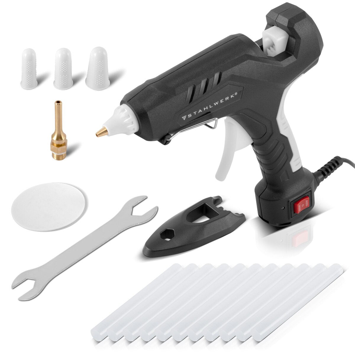 Mecanismo de acero Pistola de pegamento caliente HKP-100DT ST GIES ProFIAL / Pistola de pegamento de pegamento caliente / fusión con válvula de retención y 100 vatios para alfileres adhesivos calientes de 11 mm