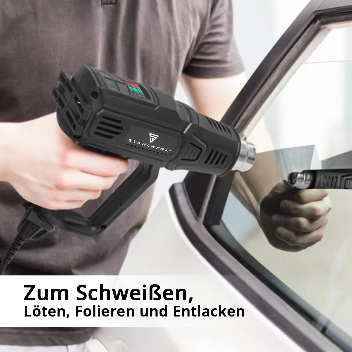 STAHLWERK HP-2000 PRO 2.000 Watt starke Heissluftpistole und Heissluftfön bis 600 Grad mit LED-Display und Digitalsteuerung | Heissluftgebläse zum Schweissen, Löten, Schrumpfen