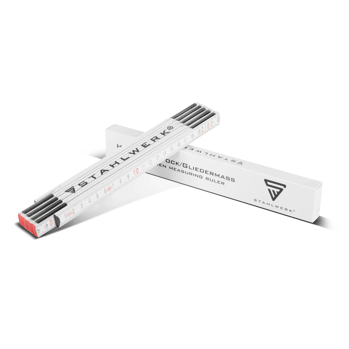 STAHLWERK Zollstock 2 Meter präziser Holz-Gliedermaßstab | Meterstab | Maßstab | Maßband | Metermaß mit gut ablesbaren metrischen Ziffern