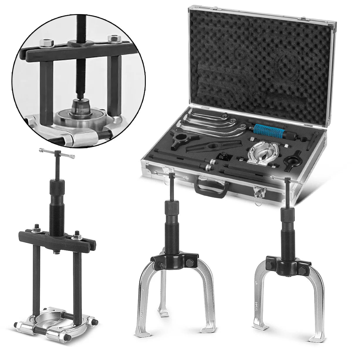 STAHLWERK Hydraulischer Universal-Abzieher mit 10t Zugkraft Lagerabzieher | Spezial-Werkzeug zur Demontage von Innen- und Außenlagern, Zahnrädern, Riemenscheiben, Rotoren und Kupplungen
