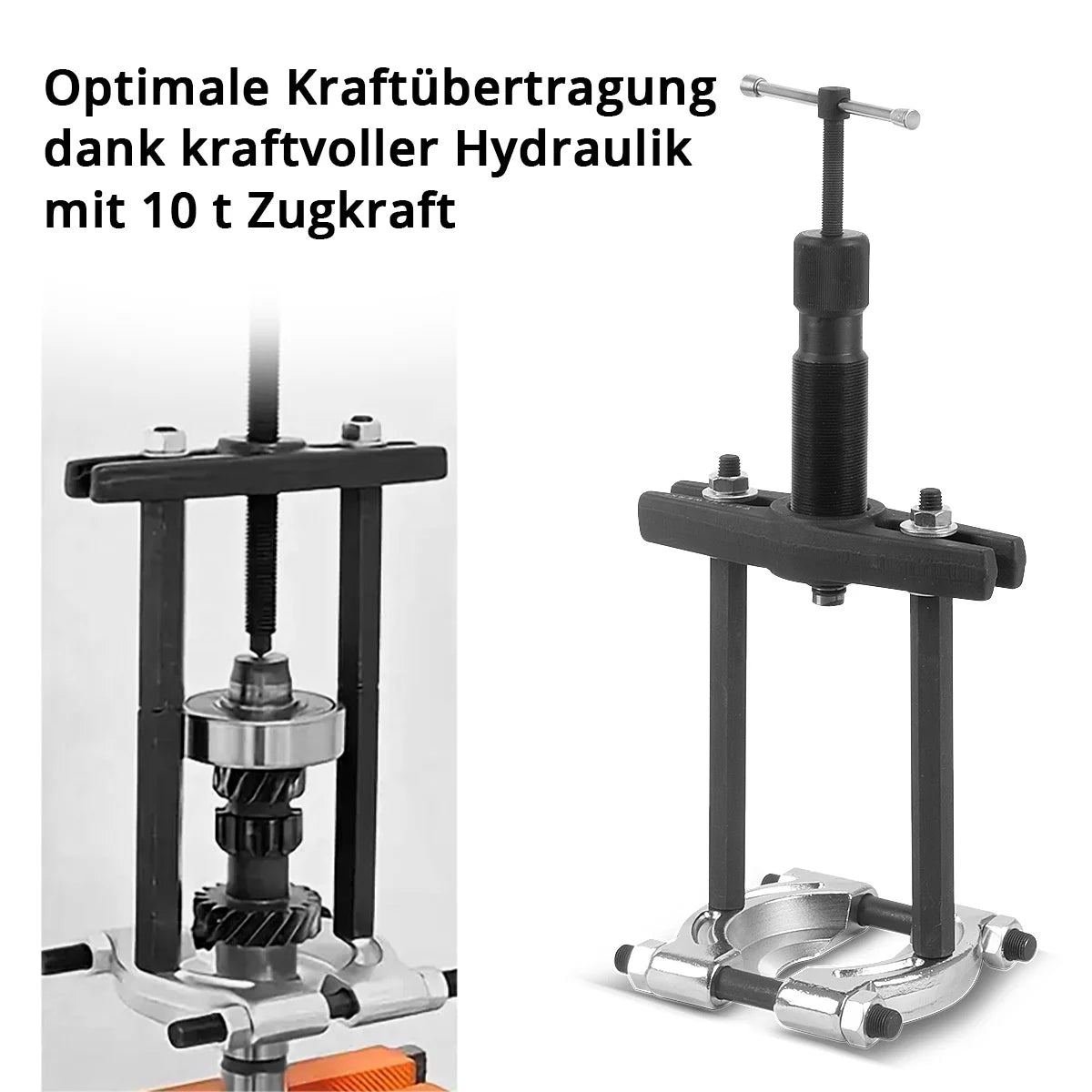 STAHLWERK Hydraulischer Universal-Abzieher mit 10t Zugkraft Lagerabzieher | Spezial-Werkzeug zur Demontage von Innen- und Außenlagern, Zahnrädern, Riemenscheiben, Rotoren und Kupplungen