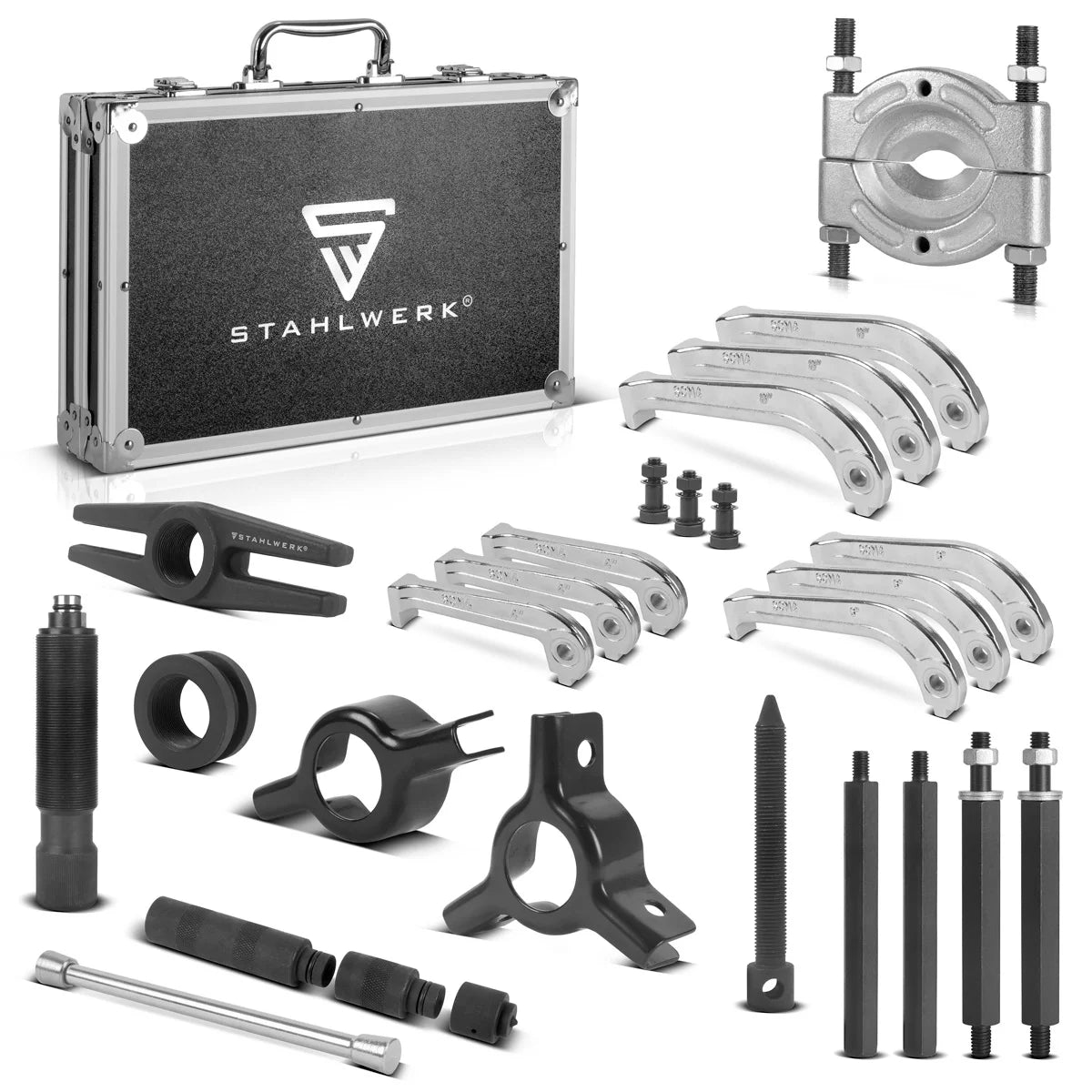 STAHLWERK Hydraulischer Universal-Abzieher mit 10t Zugkraft Lagerabzieher | Spezial-Werkzeug zur Demontage von Innen- und Außenlagern, Zahnrädern, Riemenscheiben, Rotoren und Kupplungen