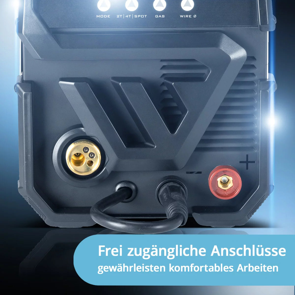 Saldatura in acciaio MIG MAG Mag 200 St Dispositivo di saldatura a gas protettivo IGBT Digital Attrezzatura Full Full | Inverter con 200 A, funzione spot, alimentazione a filo sinergico, flusso e MMA | Funzione arco