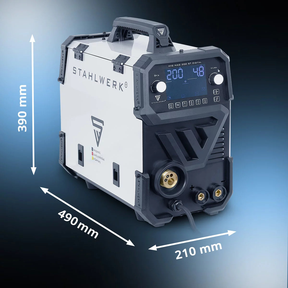 STAHLWERK welding machine MIG MAG 200 ST digital inert gas welding machine | Inverter with 200 A, spot function, synergic wire feed, FLUX and MMA | ARC function