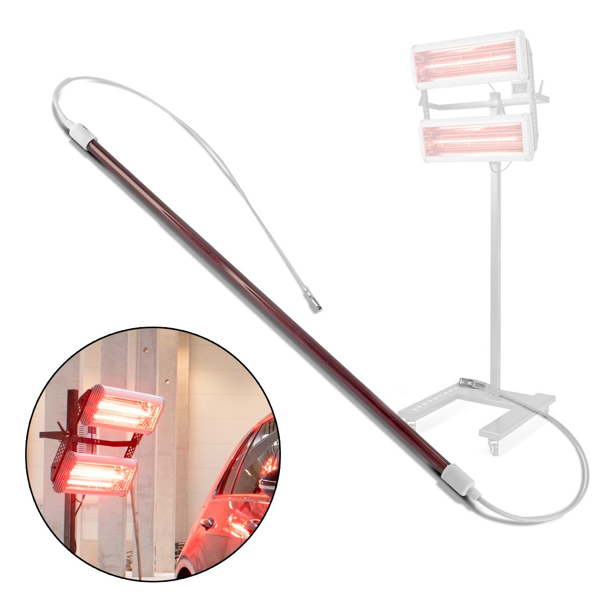 Stahlwerk Ir-Glühbirne 2 400 W 500 mm pour la sécheuse de laquer infrarouge IL-2400 St ample de remplacement avec une durée de vie extrêmement élevée pour les projecteurs IR | Sèche-linge IR | Lampes IR | Spotlight de chauffage IR