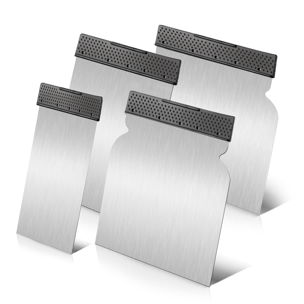 Spatel steelworks set Entipers de 4 piezas 50, 80, 100, 120 mm, relleno de área universal / relleno jap / espátula de pintura con cuchilla elástica y resistente a la rotura hecha de acero de banda de primavera