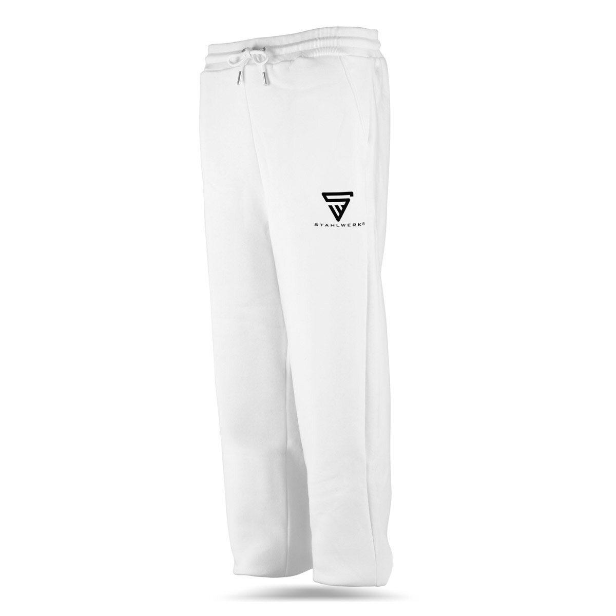 STAHLWERK Jogginghose Weiß Größe L Sporthose | Jogger | Trainingshose | Sweathose | Sweatpants mit Logo-Print aus 70% Baumwolle und 30% Polyester
