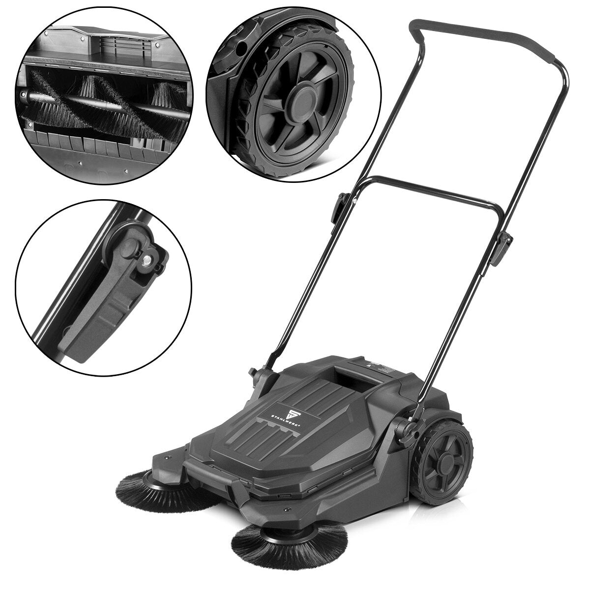 650 mm süpürme genişliği ve 20 L kapasiteli manuel zemin süpürücü ile çelik fabrikası SL-20 ST | 2 fırça ile elem