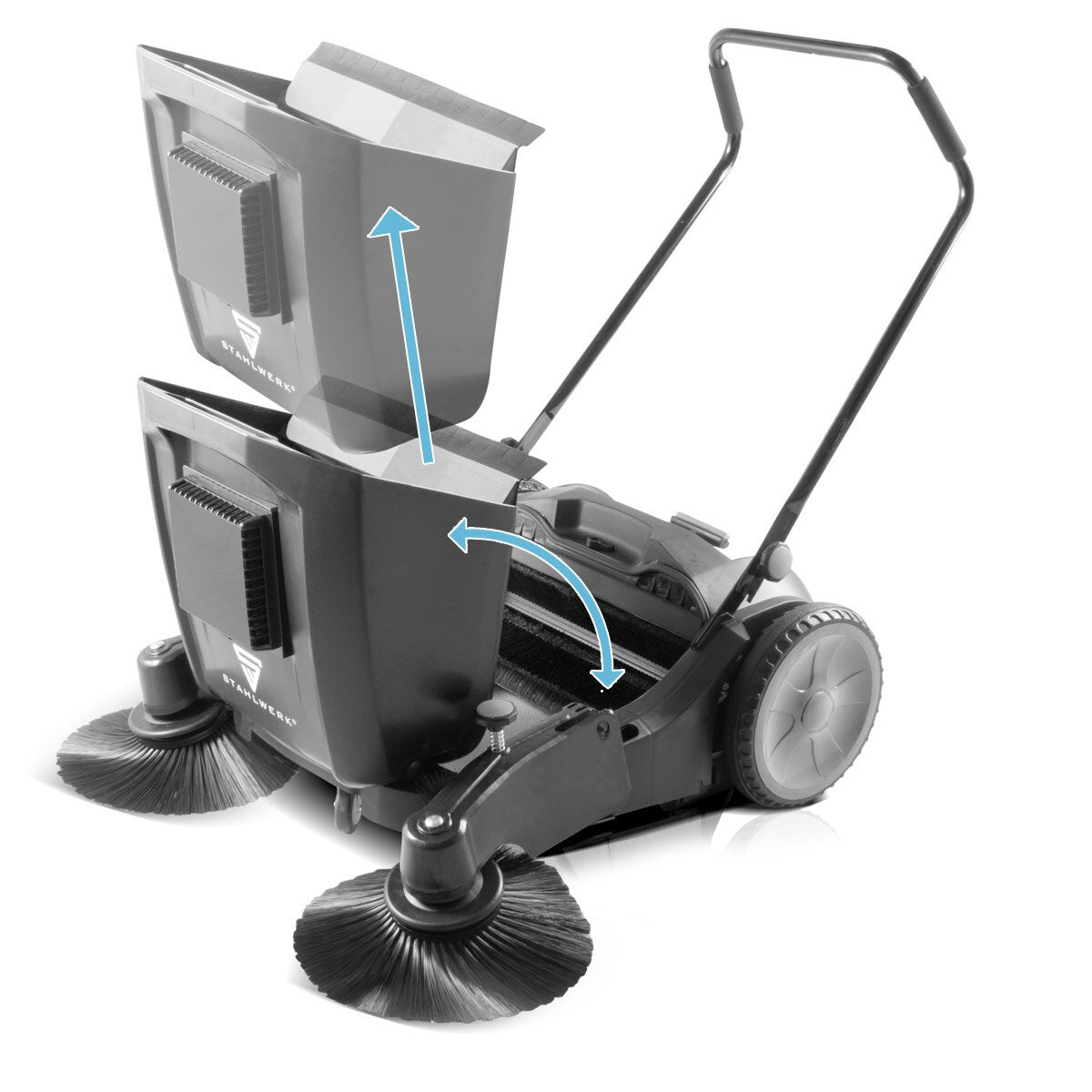 Steel mill SL-35 ST with 1000 mm bracket and 55 l of capacity, hand sweeping / floor sweeper with a double brush head