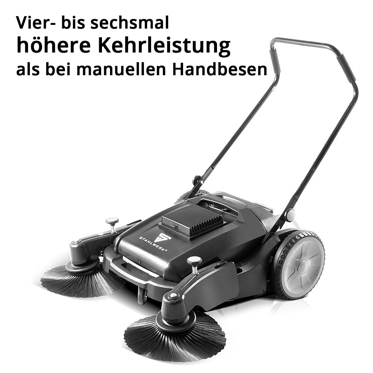 Steel mill SL-35 ST with 1000 mm bracket and 55 l of capacity, hand sweeping / floor sweeper with a double brush head