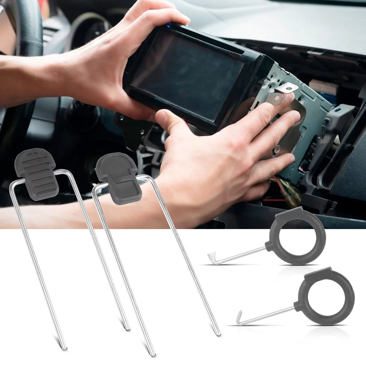 Steelworks 2 x vehicle radio expansion 12 parts | Disassembly tool set for the expansion of car radios, navigation devices and interior cladding | Expansion tool | KFZ radio exposure | Unlocking tool