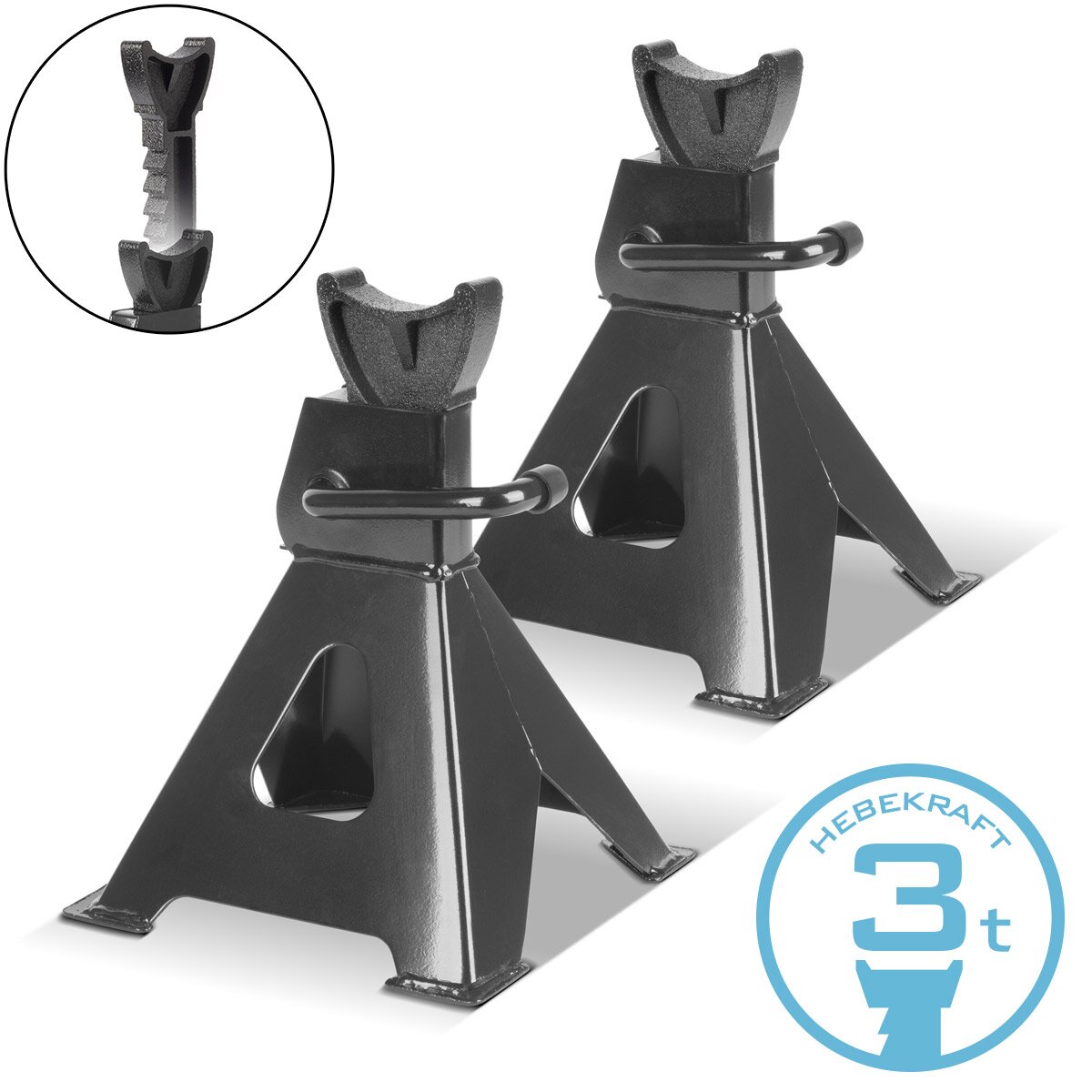 SUBSHOBLE DE ARECEA JS-3 ST 2 Conjunto con capacidad de carga de 3 t 275-415 mm de altura Ajustable Estacionamiento para automóviles Cabra | Jack | Establecer soporte | Bock de apoyo para automóviles, camiones, caravana, caravana, agricultura