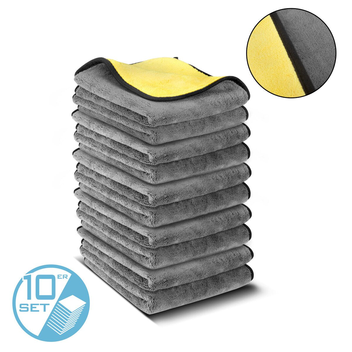 Steelworks çift taraflı mercan polar 10 set 40 x 40 cm 600 gsm mikrofiber havlu | Kurutma bezi | Temizlik bezi | Parlatma bezi | Temizlik bezi | Bakım Arama | Mikrofiber bez
